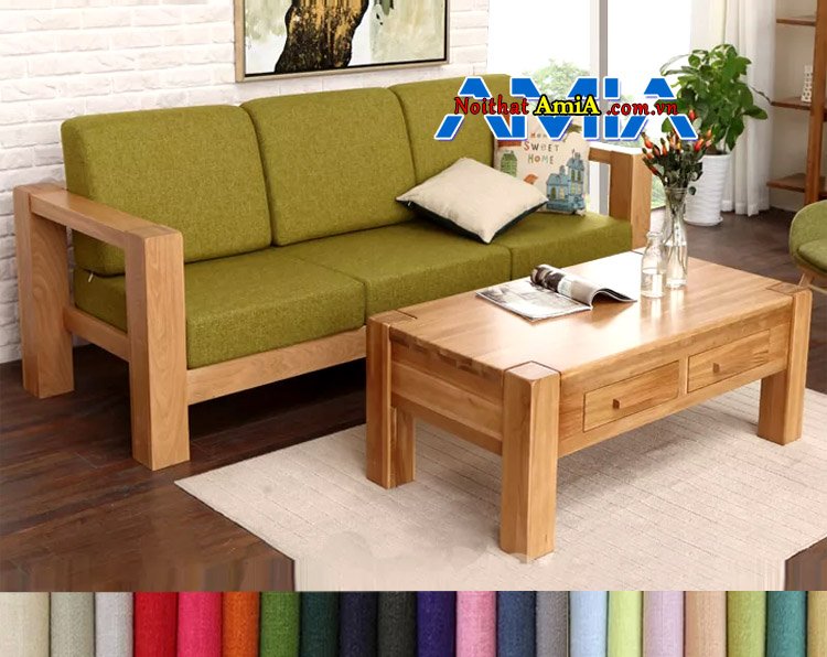 bộ bàn ghế sofa nỉ phòng khách bằng gỗ đẹp