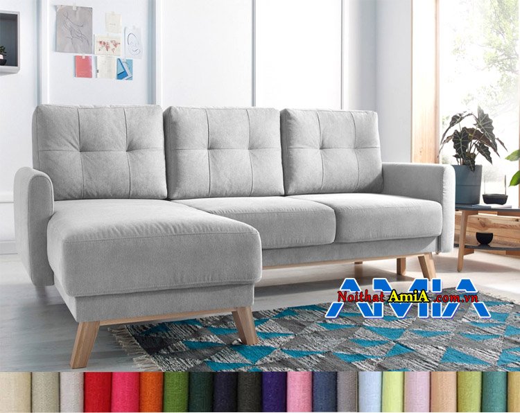 sofa nỉ góc L phòng khách đẹp