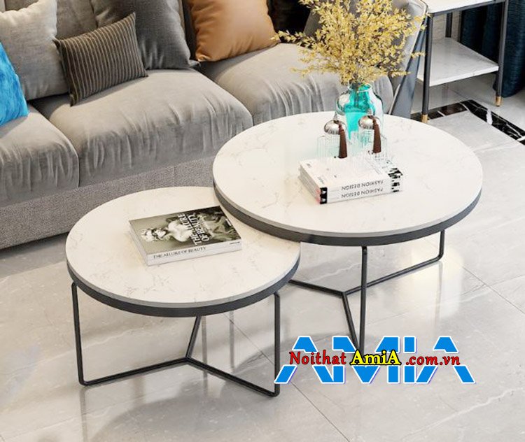 bàn sofa khung sắt phòng khách đẹp