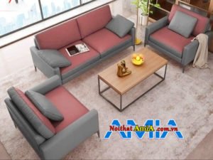 Bộ sofa da giá rẻ pha màu đẹp, phá cách