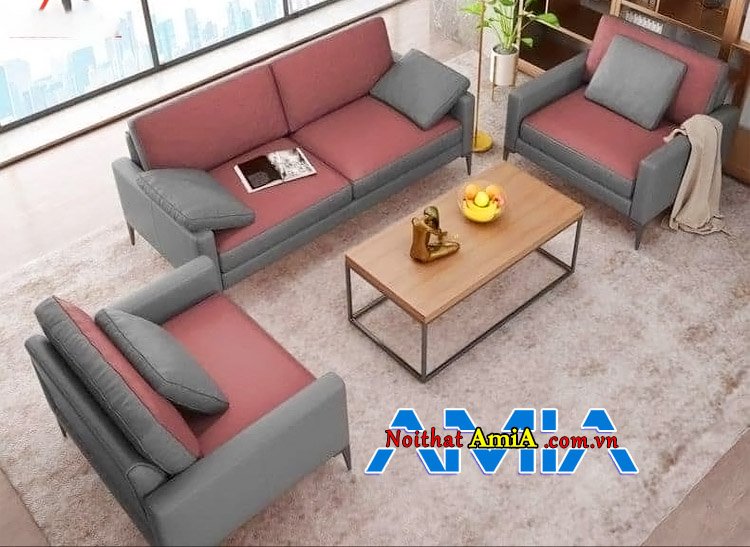 Bộ sofa da giá rẻ pha màu đẹp, phá cách 