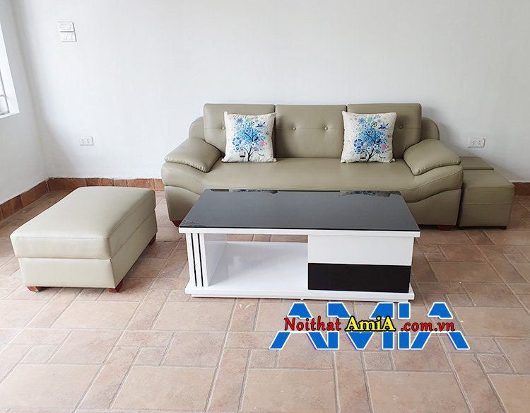 Hình ảnh mẫu sofa văng da giá rẻ 7 triệu tại nhà khách hàng