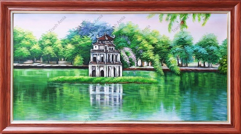 Tranh vẽ sơn dầu khổ lớn tháp rùa Amia TSD 556